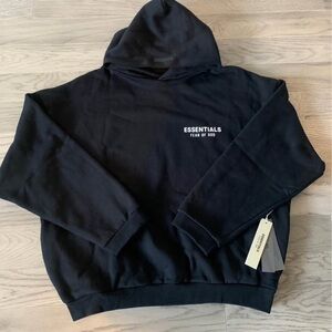 New Large Essentials Black Hoodie